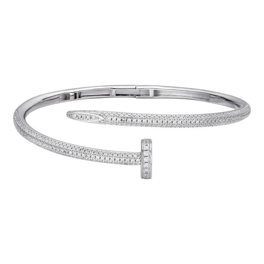 Brazalete Bangle Diseño Clavo con Moissanita - Plata 925