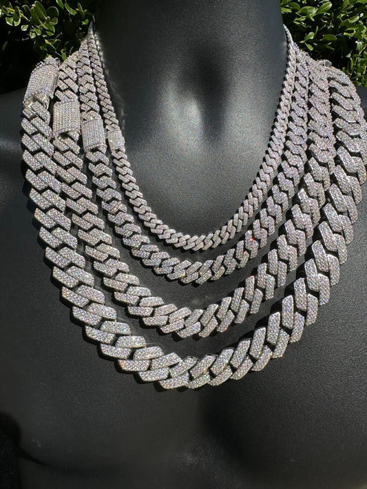 Cadena Miami Cuban Link con Moissanita - Plata 925 - Hecha en Italia