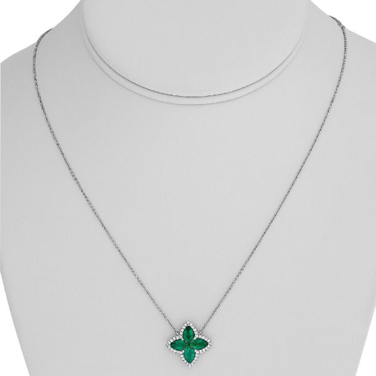 Clover Necklace with Emeralds and Diamonds