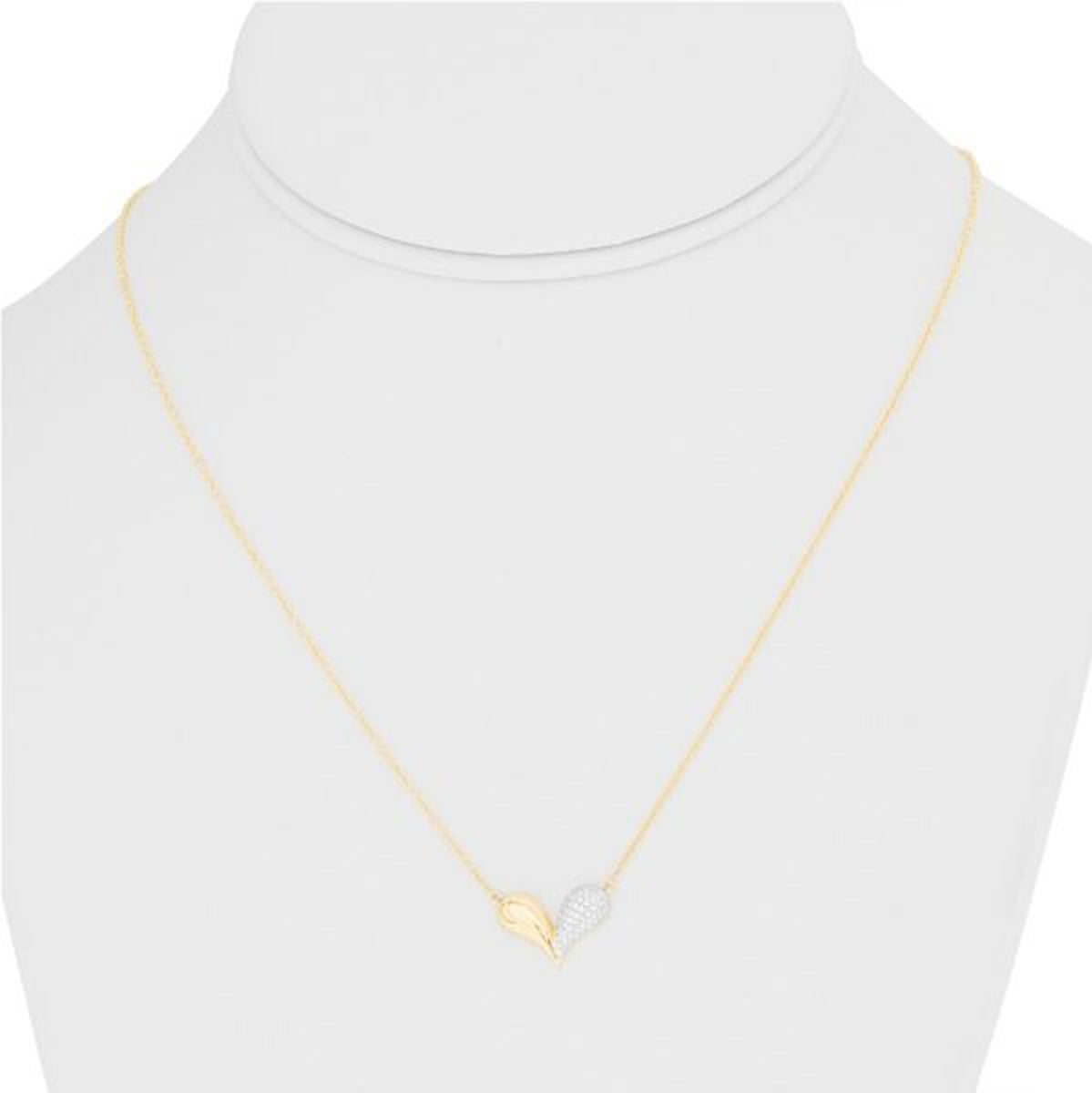 Collar Corazon Mitad Oro Amarillo y Mitad Pave de Diamantes