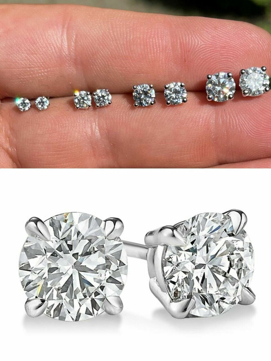 Aretes Solitarios de Moissanita (Plata 925 o Vermeil Oro 14K)