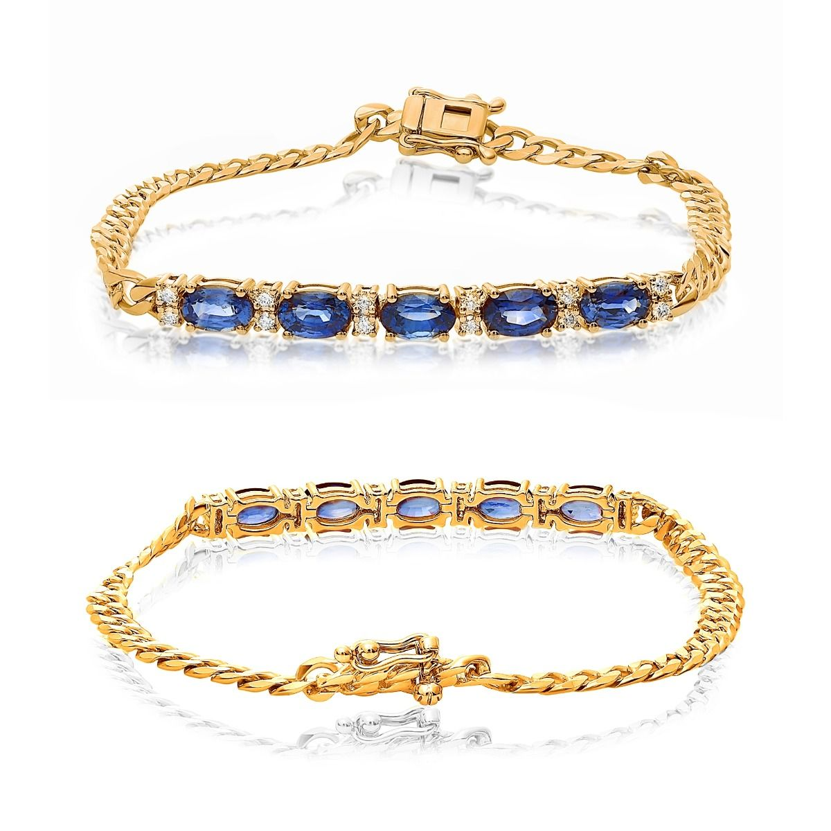 Brazalete de Zafiros Ovales y Diamantes