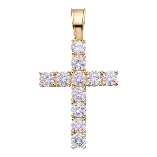 Cross-shaped pendant with Moissanite