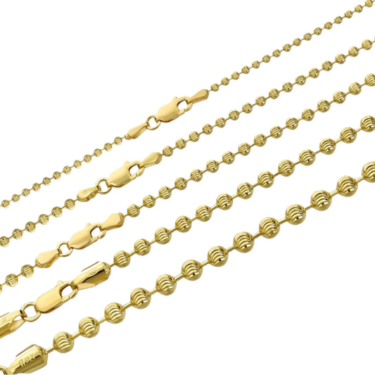 Cadena Ball Bead Moon Cut "Dog Tag" Plata y Oro Vermeil 14k