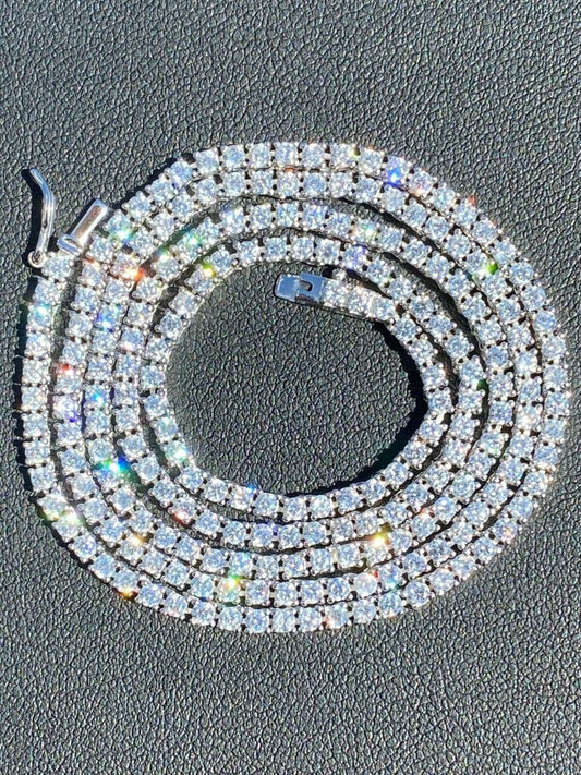 Cadena Tennis de Moissanita Micro 2mm - Plata 925