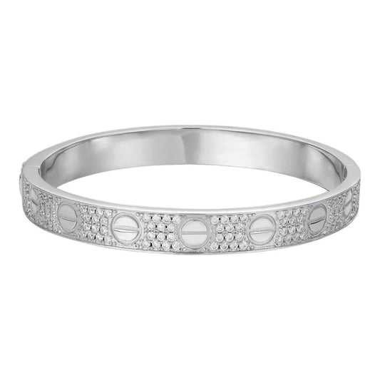 Brazalete Bangle Classic Love Completamente Cubierto con Moissanita - Oro Vermeil 14k y Plata 925