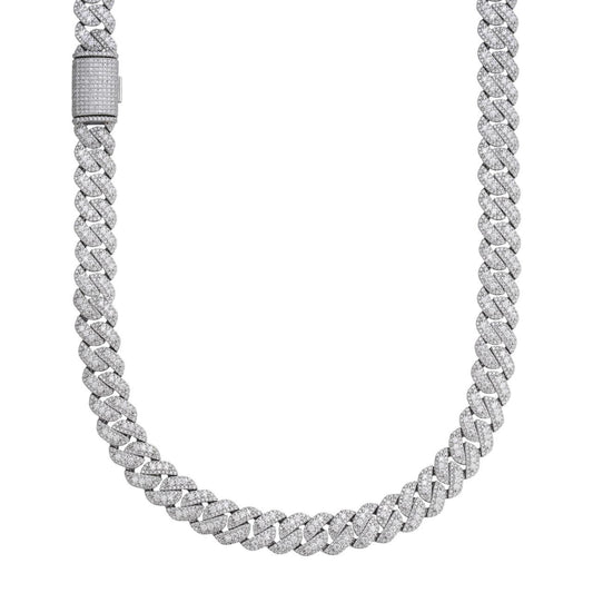 Cadena Cubana Miami 3D con Moissanita - Plata 925
