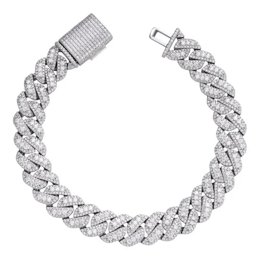 Brazalete 3D Miami Cuban Link con Moissanita - Plata 925 - Hecho en Italia
