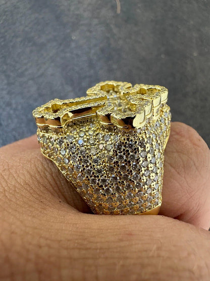 Anillo Cruz Gótico Tupac con Moissanita 6.5ct - Baguette y Redonda - Plata 925