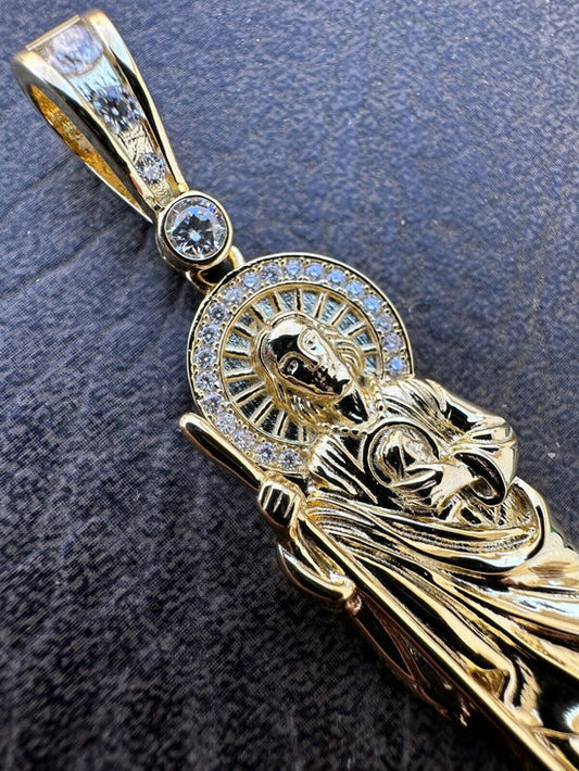 Colgante San Judas Tadeo con Moissanita - Oro Vermeil 14k y Plata 925