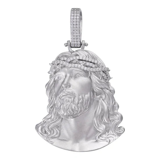 Colgante Pasión de Cristo Jesús con Moissanita - Plata 925 - Hecho en Italia