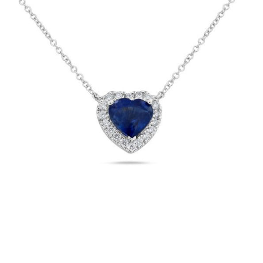 Collar de zafiro con forma de corazón y halo