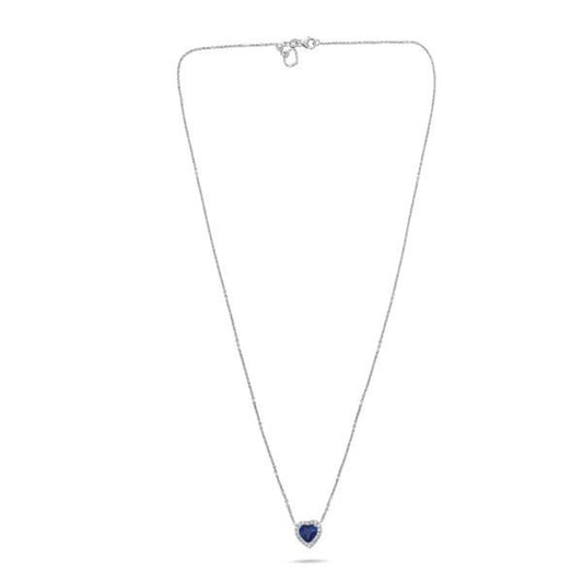 Collar de zafiro con forma de corazón y halo