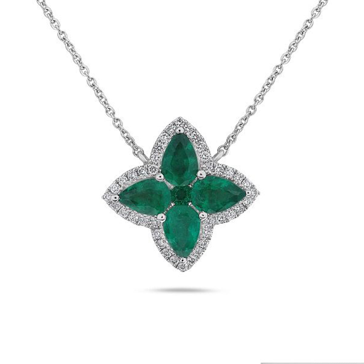 Clover Necklace with Emeralds and Diamonds