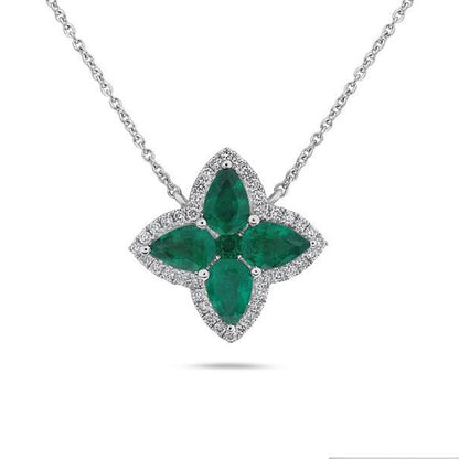 Clover Necklace with Emeralds and Diamonds