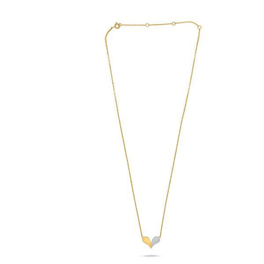 Collar Corazon Mitad Oro Amarillo y Mitad Pave de Diamantes