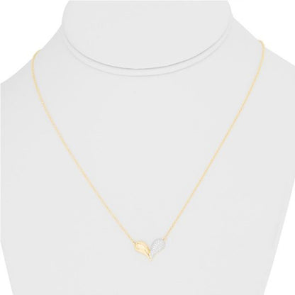 Collar Corazon Mitad Oro Amarillo y Mitad Pave de Diamantes
