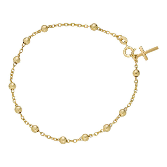 Decenario Pulsera Rosario con Cruz | Vermeil Oro 14K y Plata 925 | Fabricada en Italia