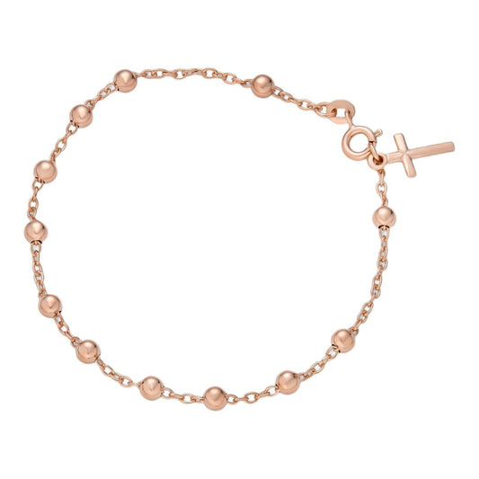 Decenario Pulsera Rosario con Cruz | Vermeil Oro 14K y Plata 925 | Fabricada en Italia