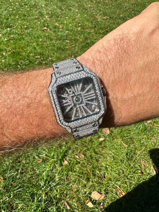 Reloj Automático Skeleton con Moissanita VVS (Oro Amarillo, Rosa o Acero Inoxidable)