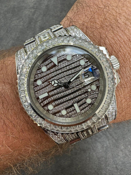 Reloj Wave Edition con Moissanita Baguette 13.5ct - Automático 44mm - Oro Amarillo - Oro Rosa - Acero Inoxidable