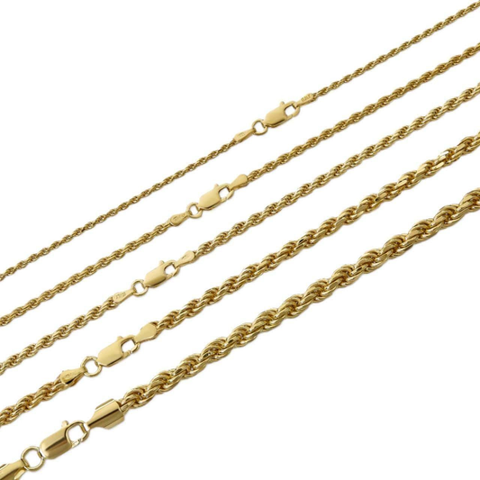 Cadena Rope Oro Vermeil 14k sobre Plata 925