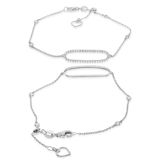 Brazalete forma de Ovalo con Diamantes Incrustados en Oro Blanco
