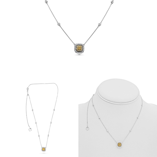 Collar con Diamante Amarillo Corte Radiante estilo Drop