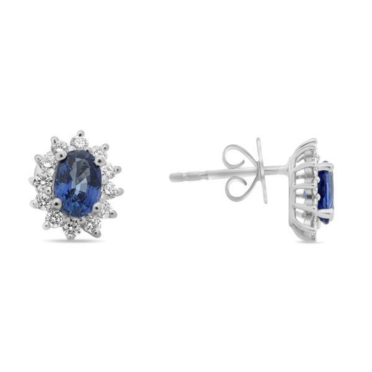 Aretes de Zafiro Oval Shape & Halo