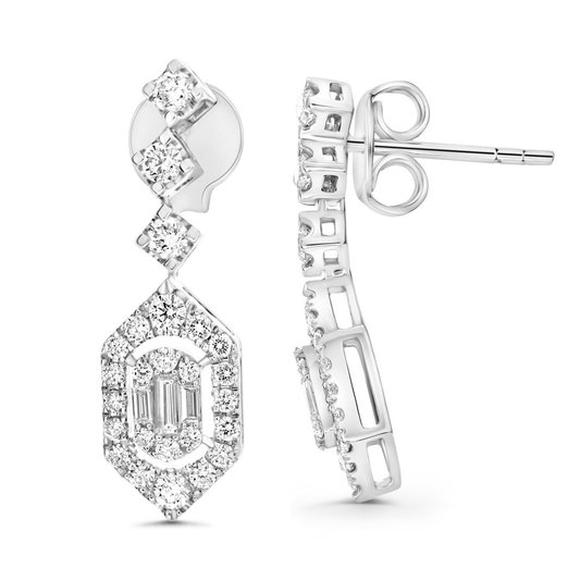 Arete de diamantes baguette y round
