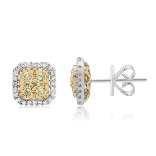 Aretes Square Diamond Cluster Studs