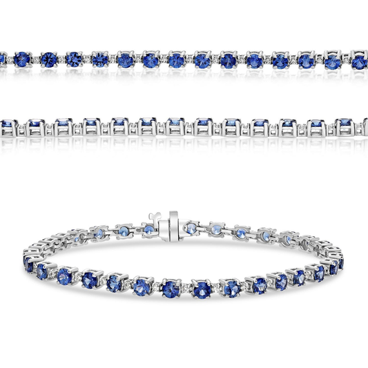 Brazalete de Zafiros Round y Diamantes