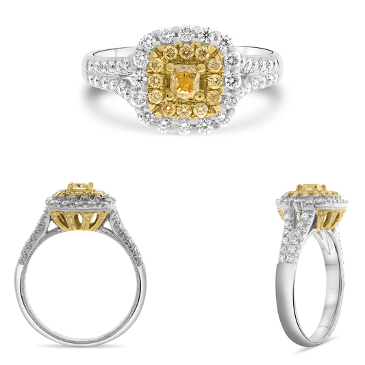 Anillo de Diamantes Cushion Fancy Yellow