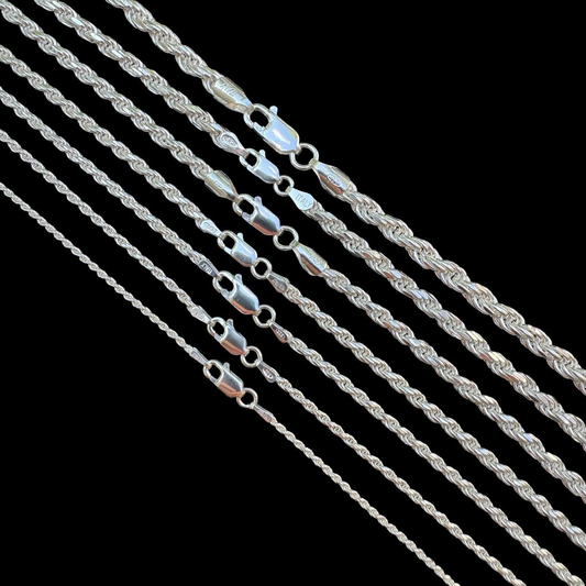 Cadena Rope Plata de Ley 925 - Hecha en Italia
