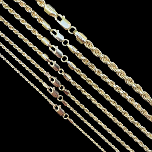 Cadena Rope Oro Vermeil 14k sobre Plata 925