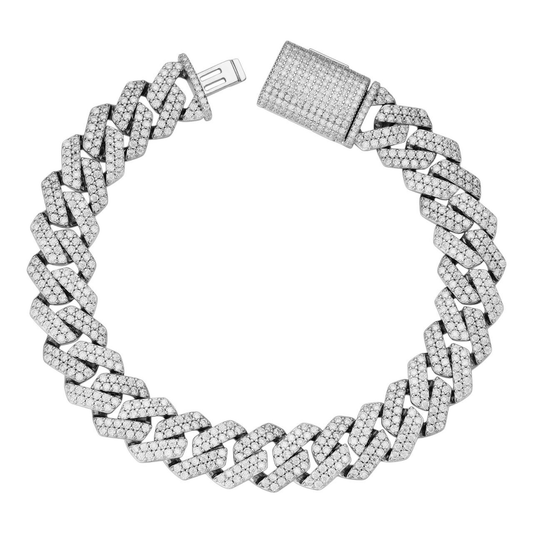 Brazalete Miami Cuban Link Prong - Moissanita - Plata 925 y acabados Vermeil Oro Amarillo, Vermeil Oro Rosa, Rodio Negro