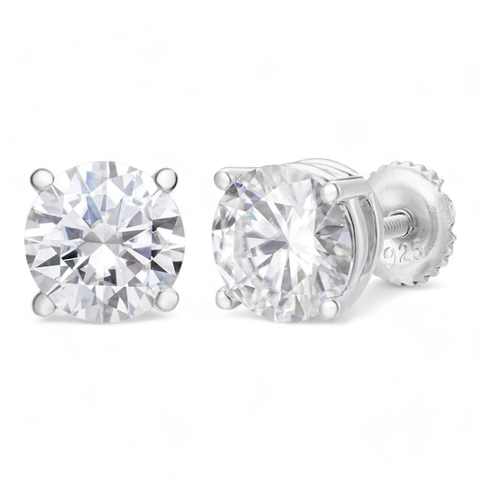 Arete Stud Solitario de Moisanita 4ctw