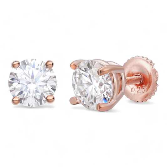 Arete Stud Solitario de Moisanita 4ctw