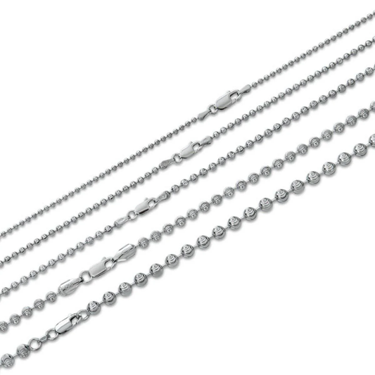 Cadena Ball Bead Moon Cut "Dog Tag" Plata y Oro Vermeil 14k