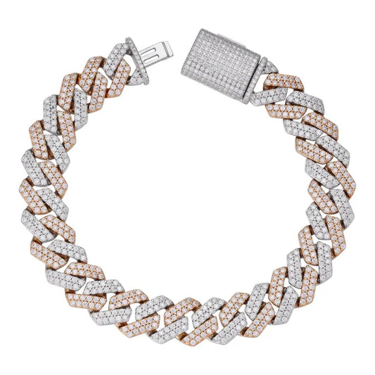Brazalete Miami Cuban Link Prong - Moissanita - Plata 925 y acabados Vermeil Oro Amarillo, Vermeil Oro Rosa, Rodio Negro
