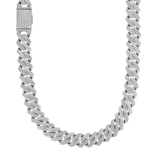 Cadena Miami Cuban Link con Moissanita - Plata 925 - Hecha en Italia