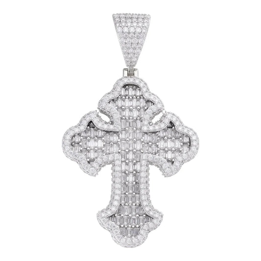 Cruz Gótica con Moissanita Baguette - Plata 925