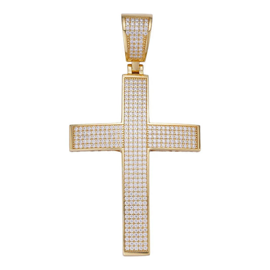 Dije Cruz Clásico con Moissanita 2.53ct - Plata 925 - Grande 2.5"