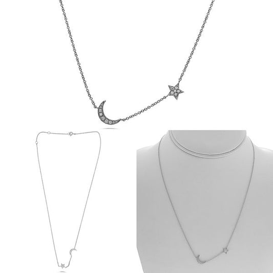Diamond Moon & Star Necklace