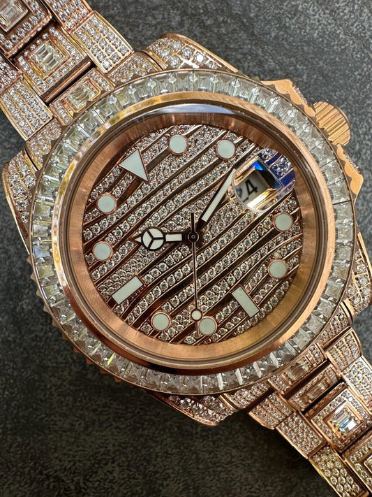 Reloj Wave Edition con Moissanita Baguette 13.5ct - Automático 44mm - Oro Amarillo - Oro Rosa - Acero Inoxidable