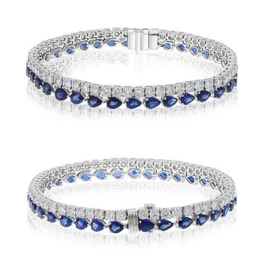 Brazalete de Diamantes y Zafiros Corte Pera