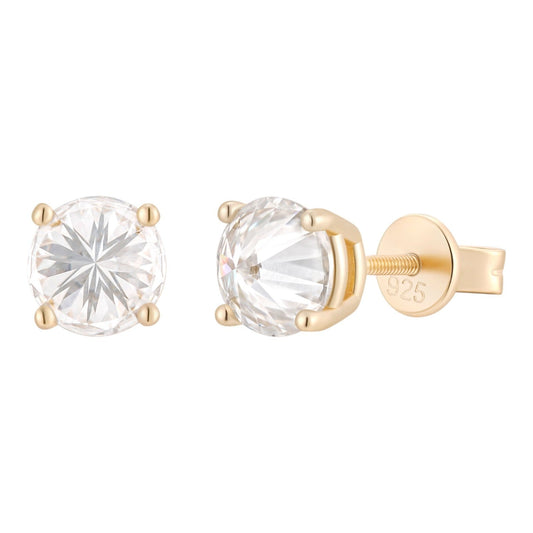 Aretes Stud Moissanita VVS Reverse Set | Plata 925 y Vermeil Oro Amarillo 14K