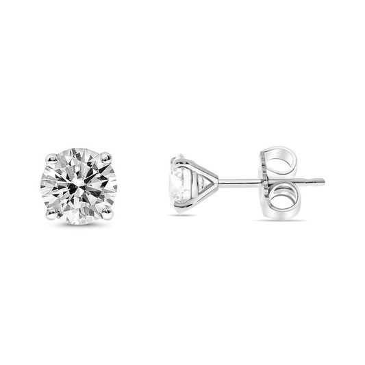 Arete Diamantes Corte Redondo en Oro Blanco