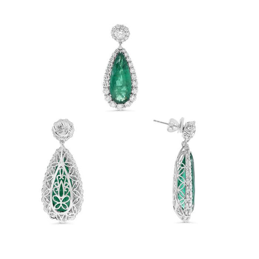 Pear Shape Emerald Earring