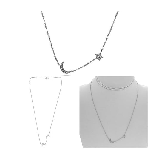 Diamond Moon & Star Necklace